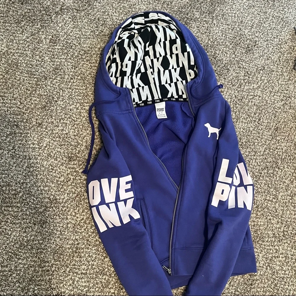 Victoria secret pink purple zip up hoodie - Picture 2 of 3